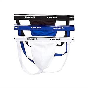 NEW PAPI men's 3 pack cotton jockstrap in black/white/blue